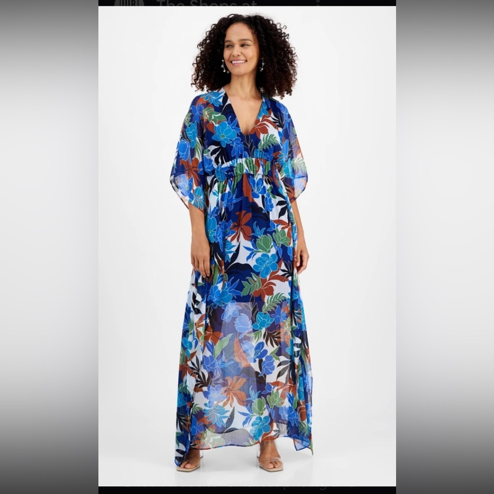 I.n.c. International Concepts Floral-Print Kaftan Dress, Created for Macy's